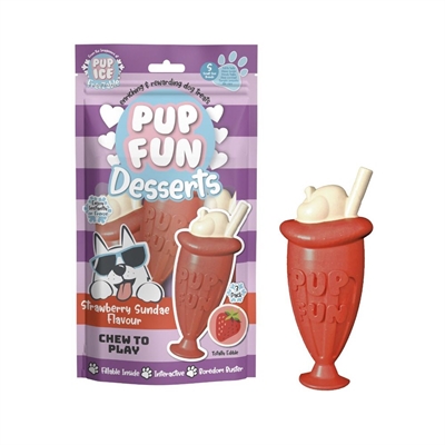 Pup Fun Desserts Sjove Hundeis Strawberry Sundae 3stk Small